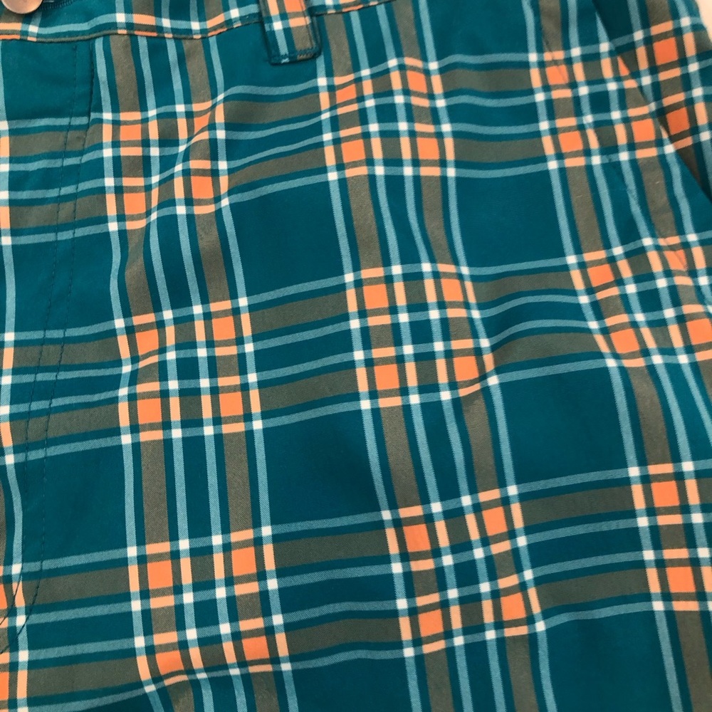 Callaway Mens Blue/Orange Plaid Golf Shorts Colorful Lightweight Dry Fit Sz 38